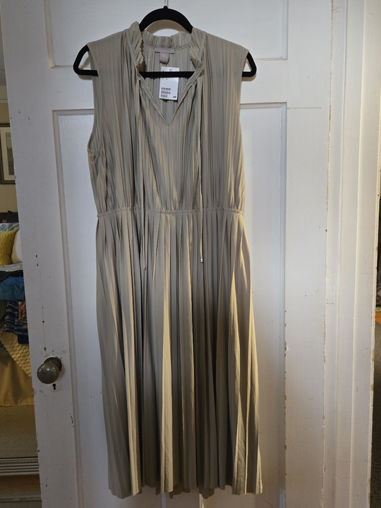 H&M Dresses & Skirts - NWT H&M Sleeveless Pleated Midi Dress in Light Beige